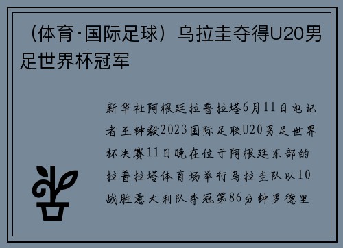 (体育·国际足球)乌拉圭夺得U20男足世界杯冠军
